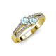 3 - Zaira Aquamarine with Side Diamonds Split Shank Ring 