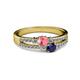 2 - Zaira Pink Tourmaline and Blue Sapphire with Side Diamonds Split Shank Ring 