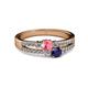 2 - Zaira Pink Tourmaline and Blue Sapphire with Side Diamonds Split Shank Ring 