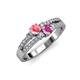 3 - Zaira Pink Tourmaline and Pink Sapphire with Side Diamonds Split Shank Ring 