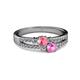 2 - Zaira Pink Tourmaline and Pink Sapphire with Side Diamonds Split Shank Ring 