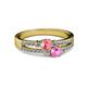 2 - Zaira Pink Tourmaline and Pink Sapphire with Side Diamonds Split Shank Ring 