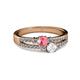 2 - Zaira Pink Tourmaline and White Sapphire with Side Diamonds Split Shank Ring 