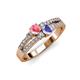 3 - Zaira Pink Tourmaline and Tanzanite with Side Diamonds Split Shank Ring 