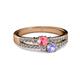 2 - Zaira Pink Tourmaline and Tanzanite with Side Diamonds Split Shank Ring 