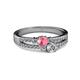 2 - Zaira Pink Tourmaline and Diamond with Side Diamonds Split Shank Ring 