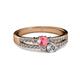 2 - Zaira Pink Tourmaline and Diamond with Side Diamonds Split Shank Ring 