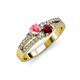 3 - Zaira Pink Tourmaline and Ruby with Side Diamonds Split Shank Ring 