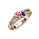 3 - Zaira Pink Tourmaline and Iolite with Side Diamonds Split Shank Ring 