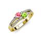 3 - Zaira Pink Tourmaline and Peridot with Side Diamonds Split Shank Ring 