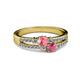 2 - Zaira Pink Tourmaline and Rhodolite Garnet with Side Diamonds Split Shank Ring 