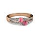 2 - Zaira Pink Tourmaline and Rhodolite Garnet with Side Diamonds Split Shank Ring 