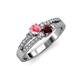 3 - Zaira Pink Tourmaline and Red Garnet with Side Diamonds Split Shank Ring 