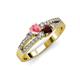 3 - Zaira Pink Tourmaline and Red Garnet with Side Diamonds Split Shank Ring 