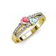3 - Zaira Pink Tourmaline and Aquamarine with Side Diamonds Split Shank Ring 