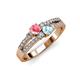 3 - Zaira Pink Tourmaline and Aquamarine with Side Diamonds Split Shank Ring 