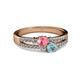 2 - Zaira Pink Tourmaline and Aquamarine with Side Diamonds Split Shank Ring 