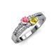3 - Zaira Pink Tourmaline and Yellow Sapphire with Side Diamonds Split Shank Ring 