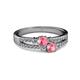 2 - Zaira Pink Tourmaline with Side Diamonds Split Shank Ring 