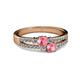 2 - Zaira Pink Tourmaline with Side Diamonds Split Shank Ring 