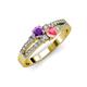 3 - Zaira Amethyst and Pink Tourmaline with Side Diamonds Split Shank Ring 