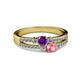 2 - Zaira Amethyst and Pink Tourmaline with Side Diamonds Split Shank Ring 