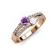 3 - Zaira Amethyst and White Sapphire with Side Diamonds Split Shank Ring 