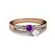 2 - Zaira Amethyst and White Sapphire with Side Diamonds Split Shank Ring 