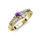 3 - Zaira Amethyst and Diamond with Side Diamonds Split Shank Ring 