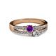 2 - Zaira Amethyst and Diamond with Side Diamonds Split Shank Ring 