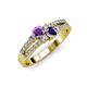 3 - Zaira Amethyst and Iolite with Side Diamonds Split Shank Ring 