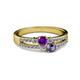 2 - Zaira Amethyst and Iolite with Side Diamonds Split Shank Ring 