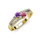 3 - Zaira Amethyst and Rhodolite Garnet with Side Diamonds Split Shank Ring 