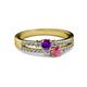 2 - Zaira Amethyst and Rhodolite Garnet with Side Diamonds Split Shank Ring 