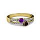 2 - Zaira Amethyst and Red Garnet with Side Diamonds Split Shank Ring 