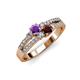 3 - Zaira Amethyst and Red Garnet with Side Diamonds Split Shank Ring 