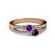 2 - Zaira Amethyst and Red Garnet with Side Diamonds Split Shank Ring 