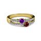 2 - Zaira Amethyst and Ruby with Side Diamonds Split Shank Ring 