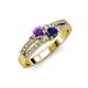 3 - Zaira Amethyst and Blue Sapphire with Side Diamonds Split Shank Ring 