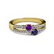 2 - Zaira Amethyst and Blue Sapphire with Side Diamonds Split Shank Ring 