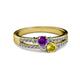 2 - Zaira Amethyst and Yellow Sapphire with Side Diamonds Split Shank Ring 