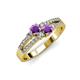 3 - Zaira Amethyst with Side Diamonds Split Shank Ring 