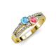 3 - Zaira Blue Topaz and Pink Tourmaline with Side Diamonds Split Shank Ring 