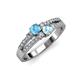 3 - Zaira Blue Topaz and Aquamarine with Side Diamonds Split Shank Ring 