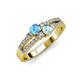 3 - Zaira Blue Topaz and Aquamarine with Side Diamonds Split Shank Ring 
