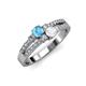 3 - Zaira Blue Topaz and White Sapphire with Side Diamonds Split Shank Ring 
