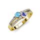 3 - Zaira Blue Topaz and Tanzanite with Side Diamonds Split Shank Ring 