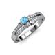 3 - Zaira Blue Topaz and Diamond with Side Diamonds Split Shank Ring 