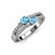 3 - Zaira Blue Topaz with Side Diamonds Split Shank Ring 