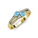 3 - Zaira Blue Topaz with Side Diamonds Split Shank Ring 